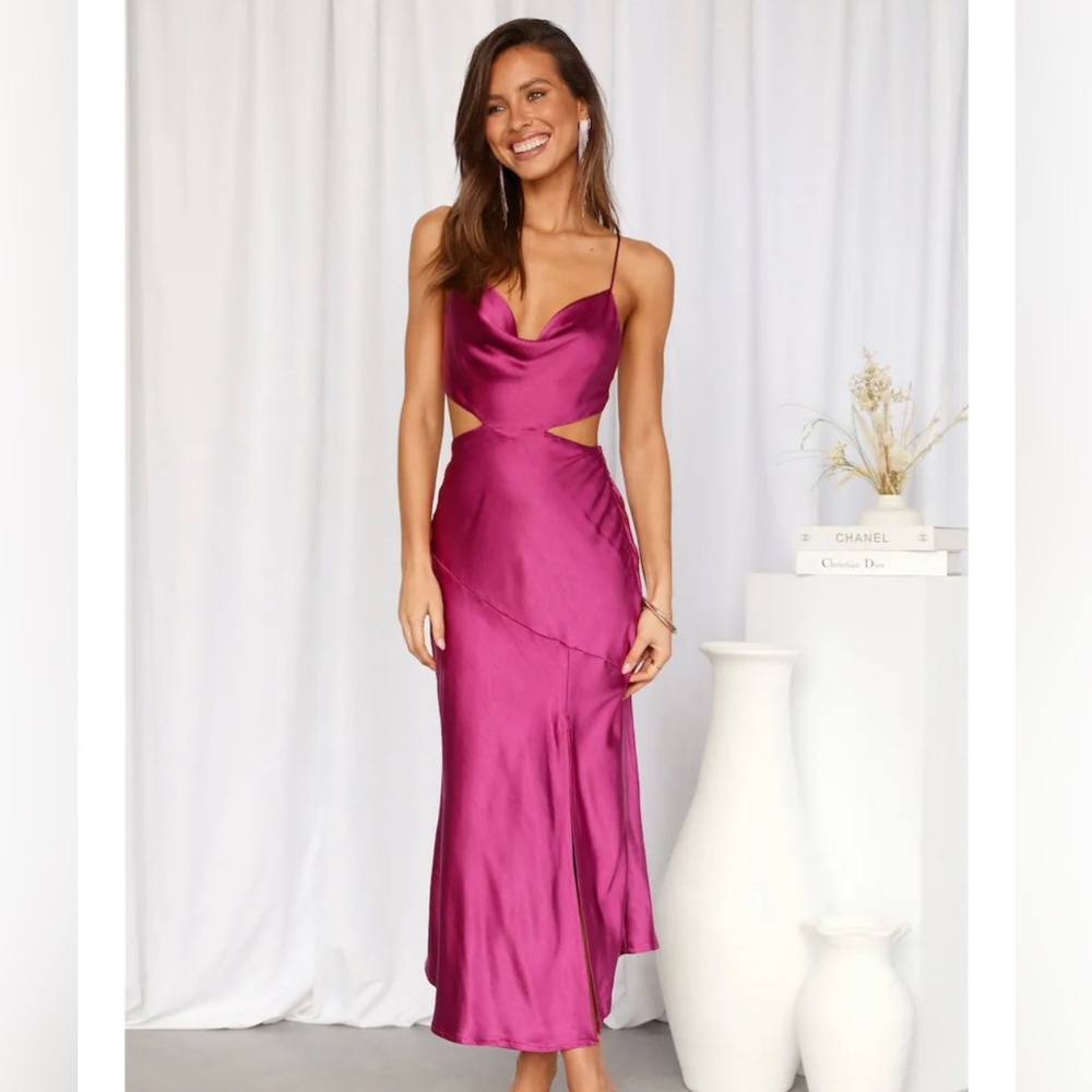 Hello Molly Purely Charmed Midi Dress Fuchsia